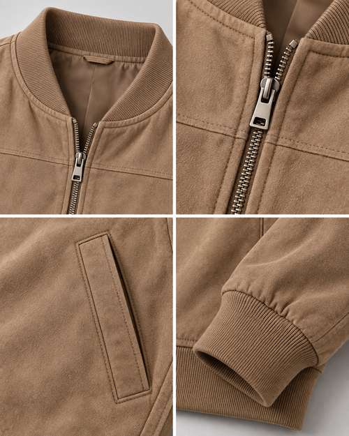 Men's Suede Finish Jacket – Fitted Cut, Structured Shoulders, Smart Casual