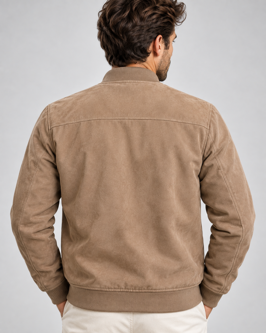 Men's Suede Finish Jacket – Fitted Cut, Structured Shoulders, Smart Casual