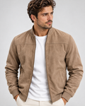Men's Suede Finish Jacket – Fitted Cut, Structured Shoulders, Smart Casual